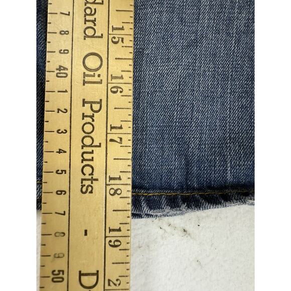 Tommy Hilfiger Denim Skirt Womens‎ 2 Blue Front Slit Mini Y2K 90s fading spots - Picture 13 of 13